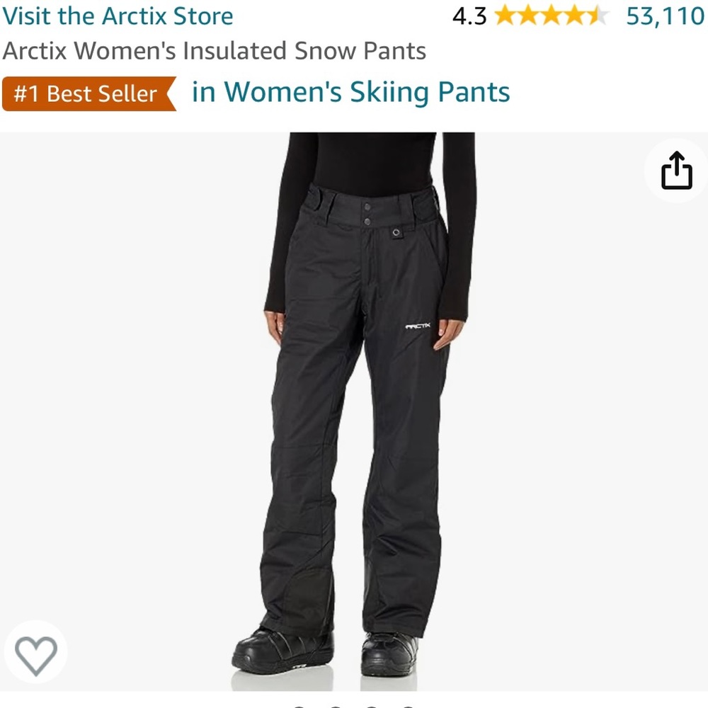 Arctix Women's
Insulated Snow Pants, Black, 2X Short